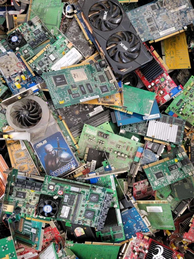 Plăci și componente de calculator scoase din uz, pentru reciclare